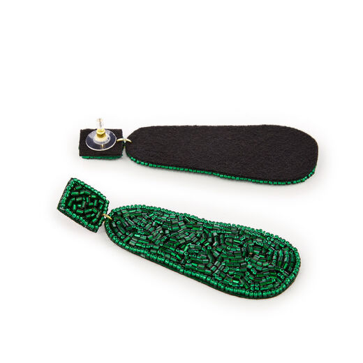 Green bead drop earrings